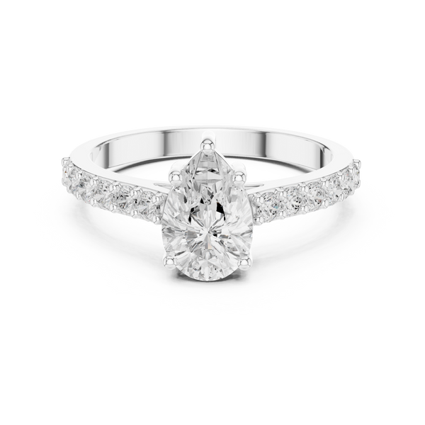 1 ct Pear Diamond & Round Accent Lab Grown Diamond Ring