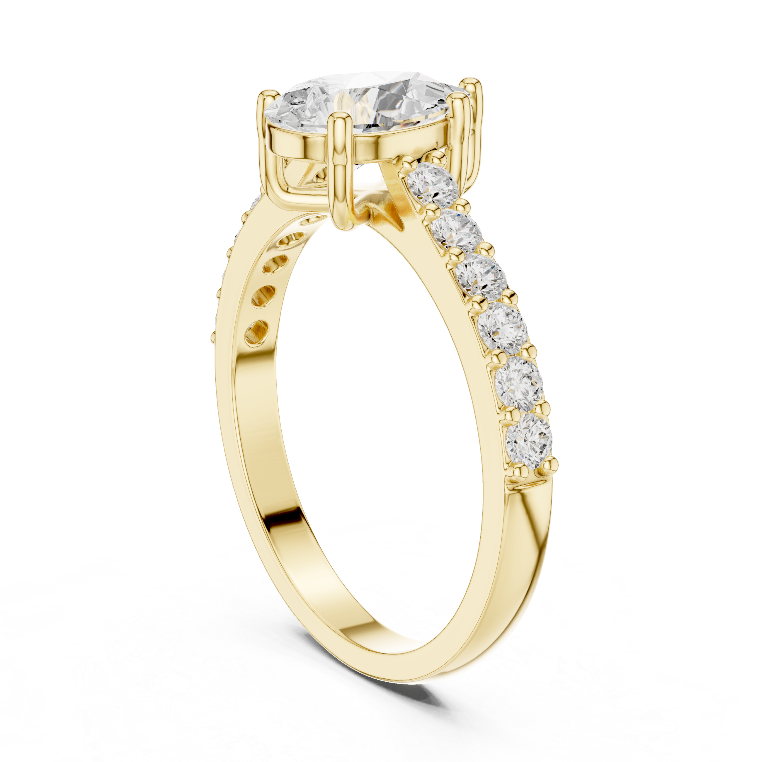 1 ct Pear Diamond & Round Accent Lab Grown Diamond Ring