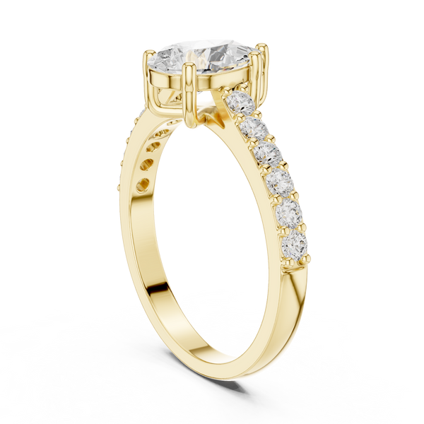 1 ct Pear Diamond & Round Accent Lab Grown Diamond Ring