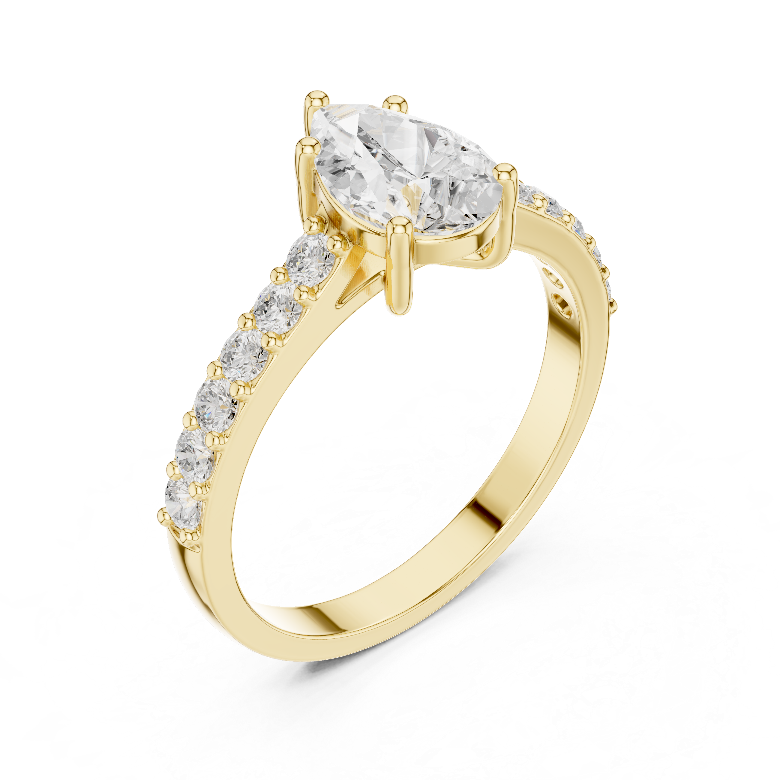 1 ct Pear Diamond & Round Accent Lab Grown Diamond Ring