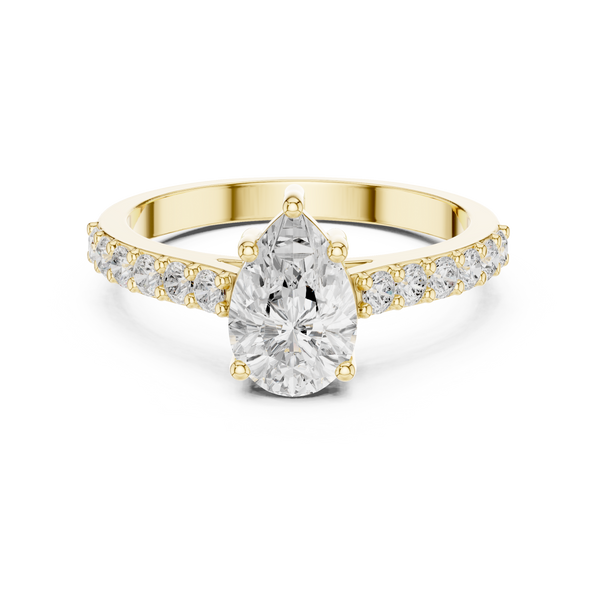 1 ct Pear Diamond & Round Accent Lab Grown Diamond Ring