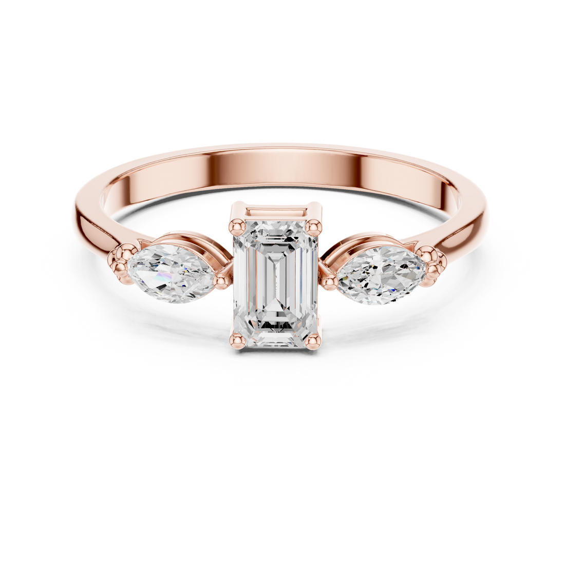 Emerald & Marquise Diamond Duet Lab Grown Diamond Ring