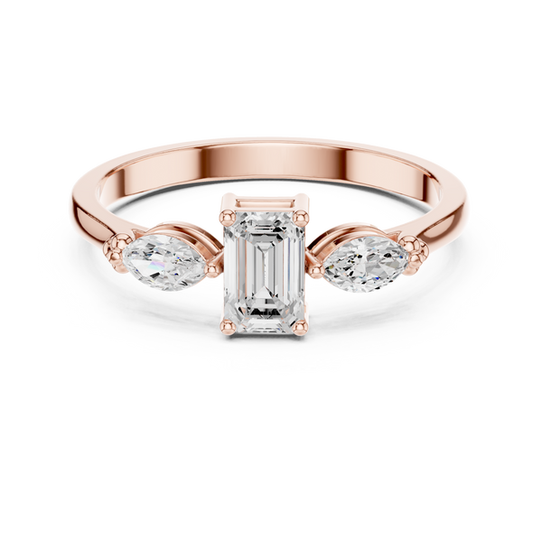 Emerald & Marquise Diamond Duet Lab Grown Diamond Ring