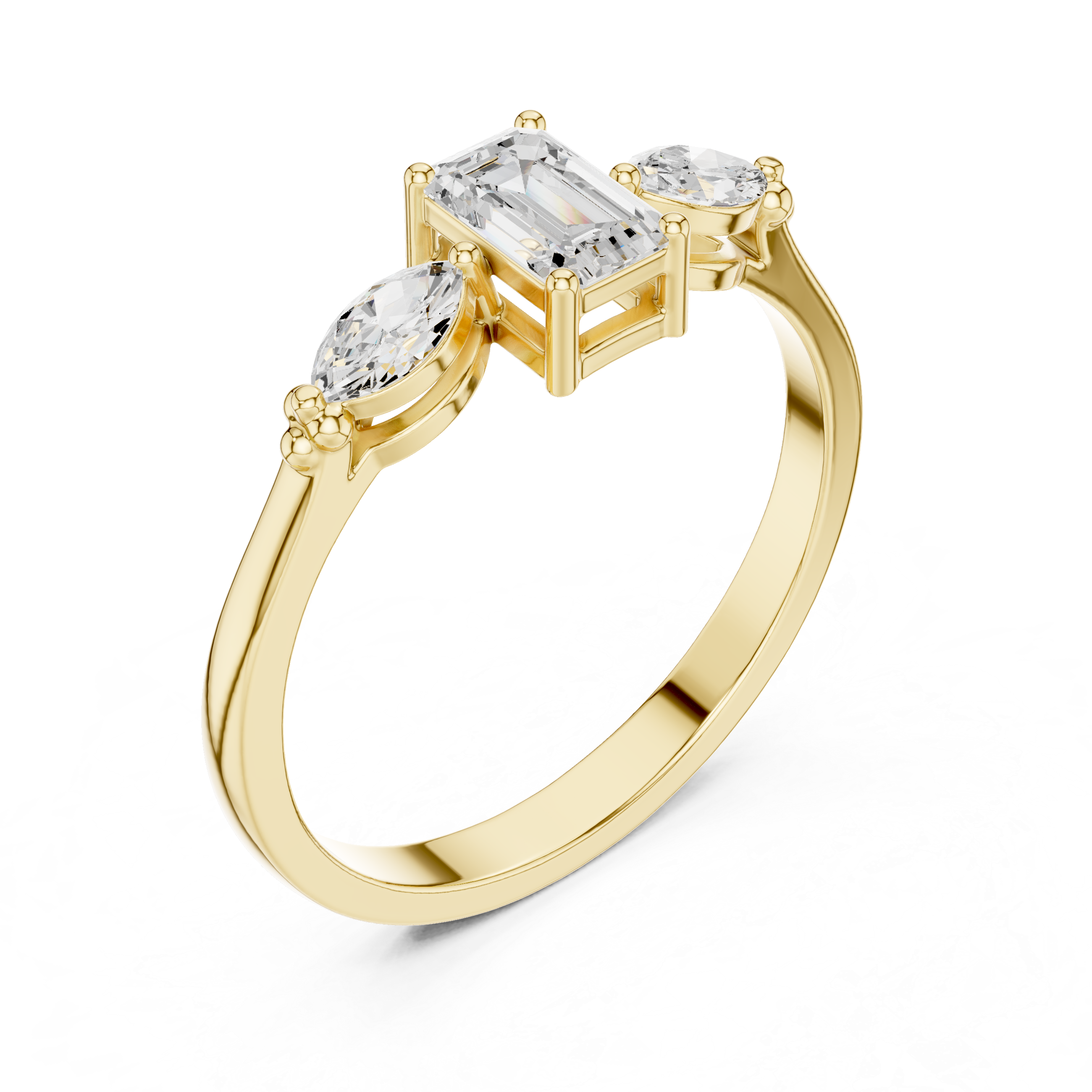 Emerald & Marquise Diamond Duet Lab Grown Diamond Ring