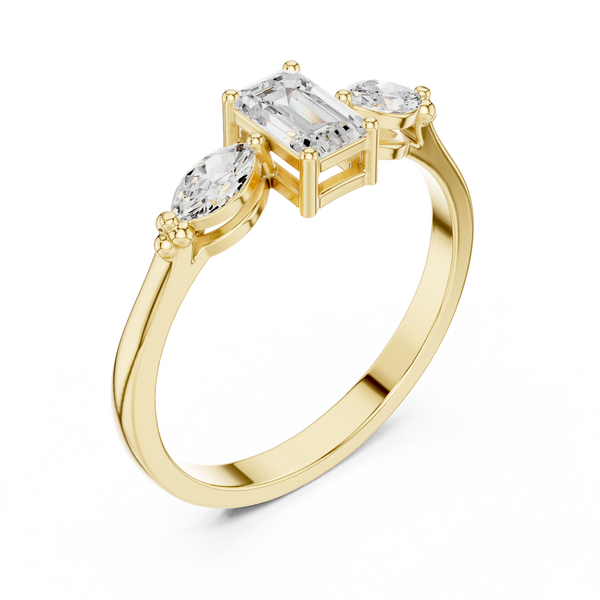 Emerald & Marquise Diamond Duet Lab Grown Diamond Ring