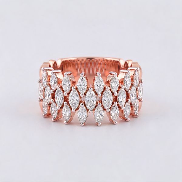 Multi Row Marquise Lattice Lab Grown Diamond Ring