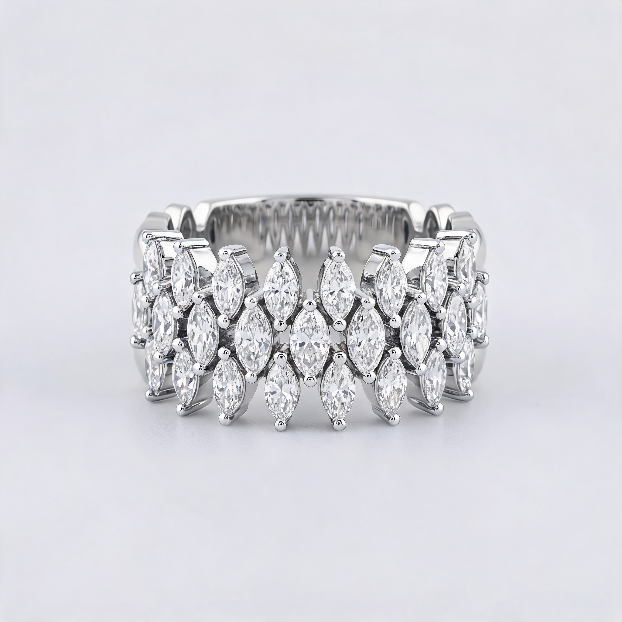 Multi Row Marquise Lattice Lab Grown Diamond Ring