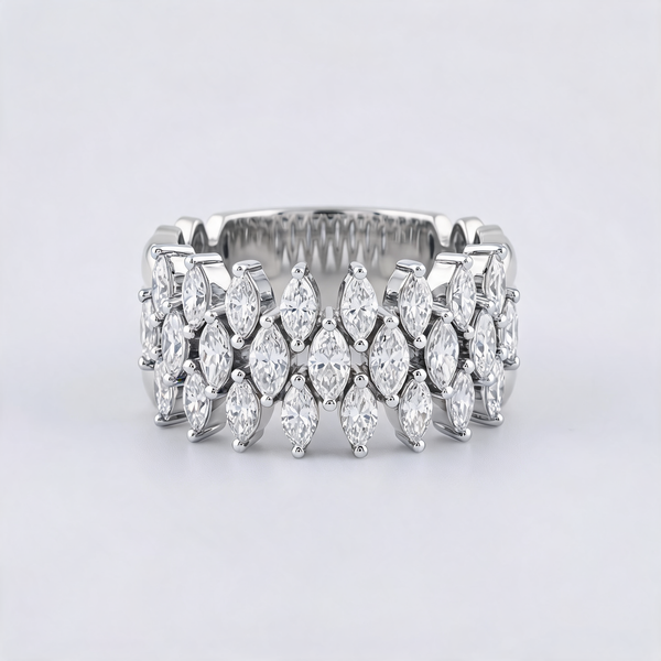 Multi Row Marquise Lattice Lab Grown Diamond Ring