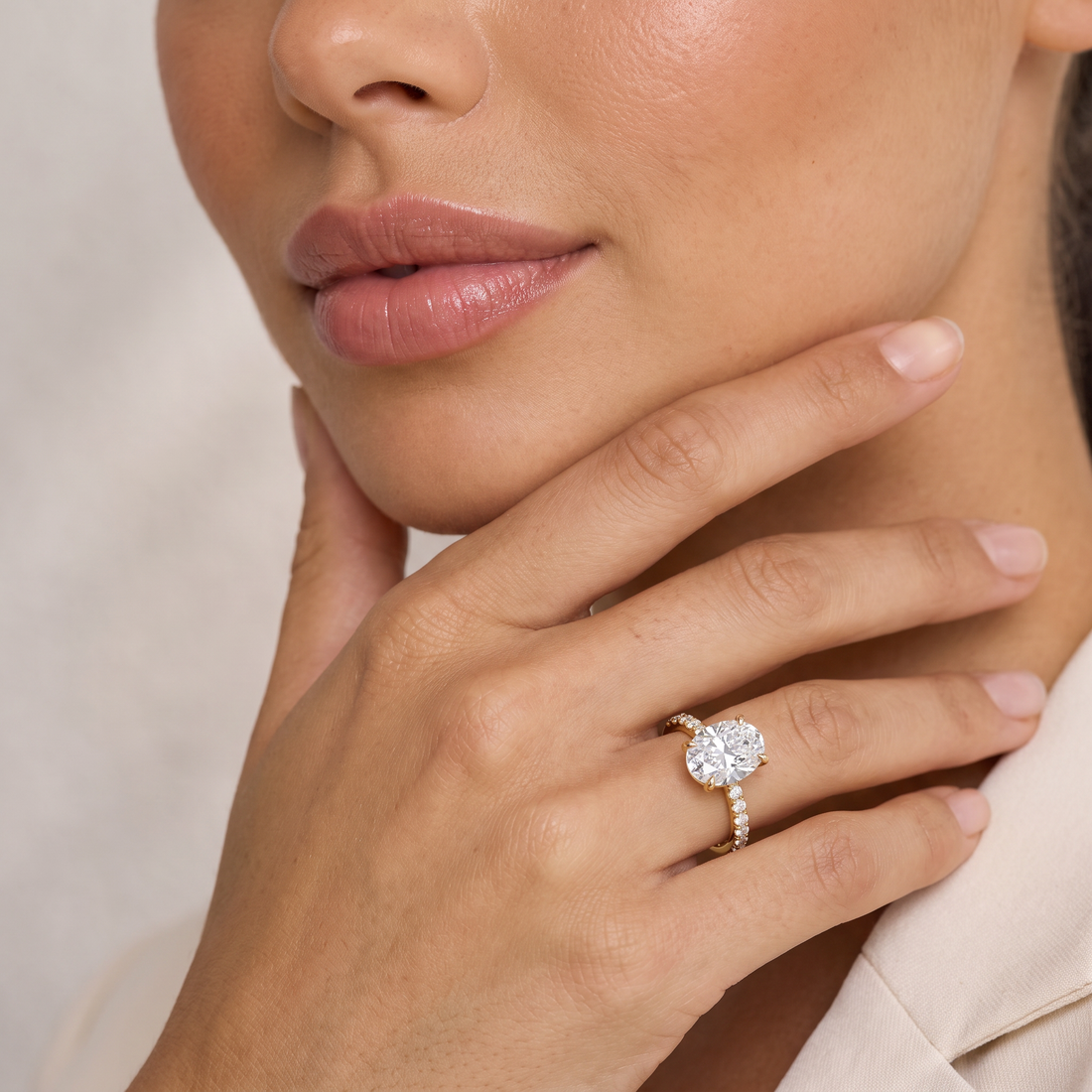 Oval Double Hidden Halo Lab Grown Diamond
