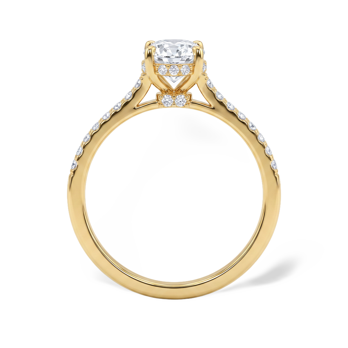 Pavé Band Oval Solitaire Lab-Grown Diamond Ring