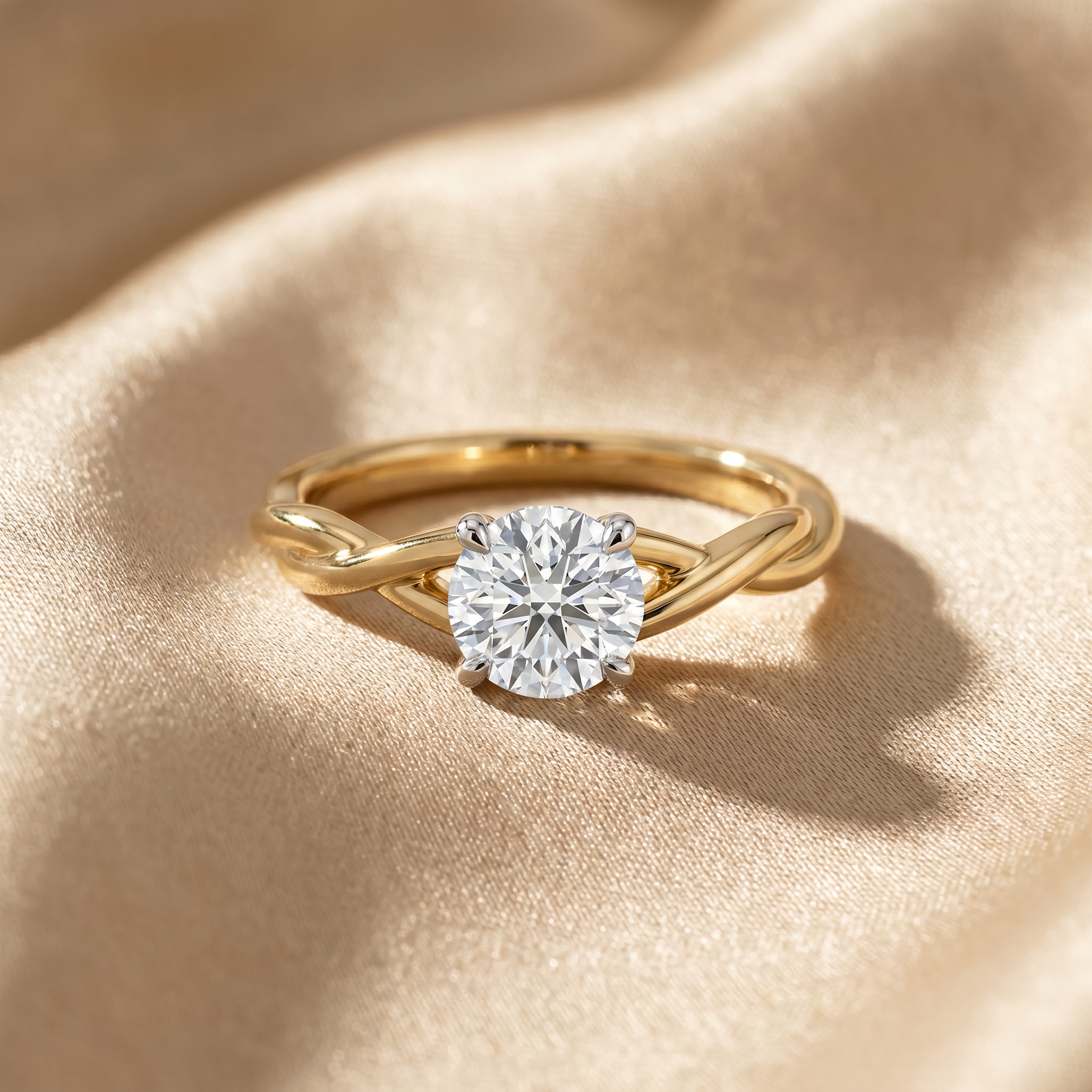 Braided Band Round Lab Grown Diamond Ring