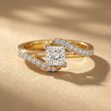 Twisted Halo Princess Crossover Lab Grown Diamond Ring