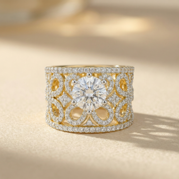 Ornate Filigree Statement Lab Grown Diamond Ring