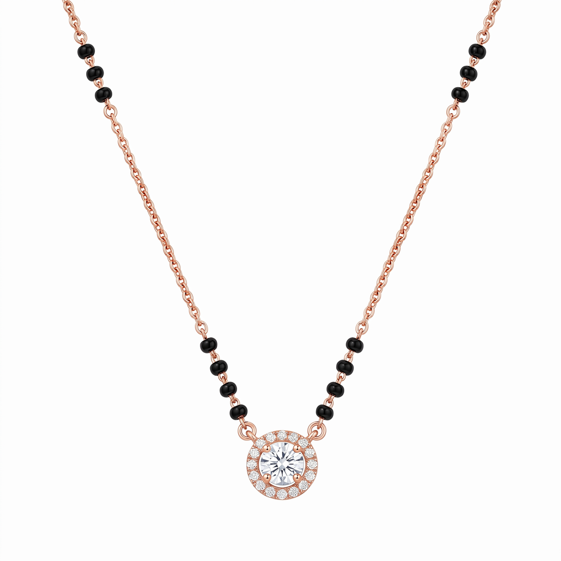 The Solitaire Halo Lab Grown Diamond Mangalsutra