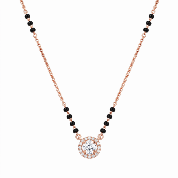 The Solitaire Halo Lab Grown Diamond Mangalsutra