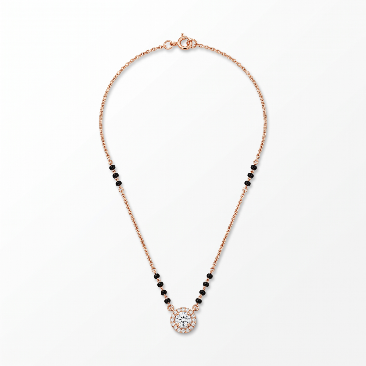 The Solitaire Halo Lab Grown Diamond Mangalsutra