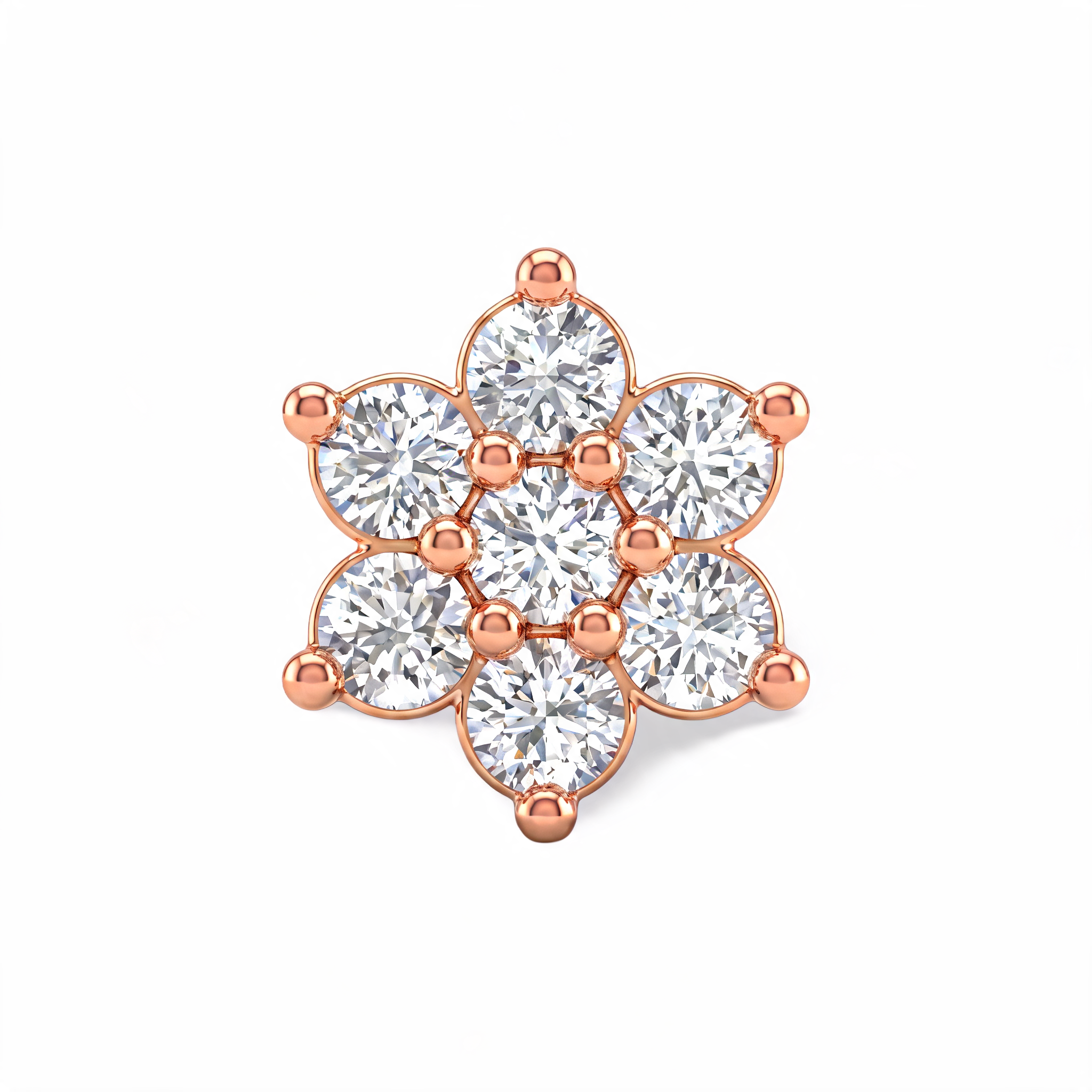 Scalloped Floral Rosette Lab Grown Diamond Nosepin