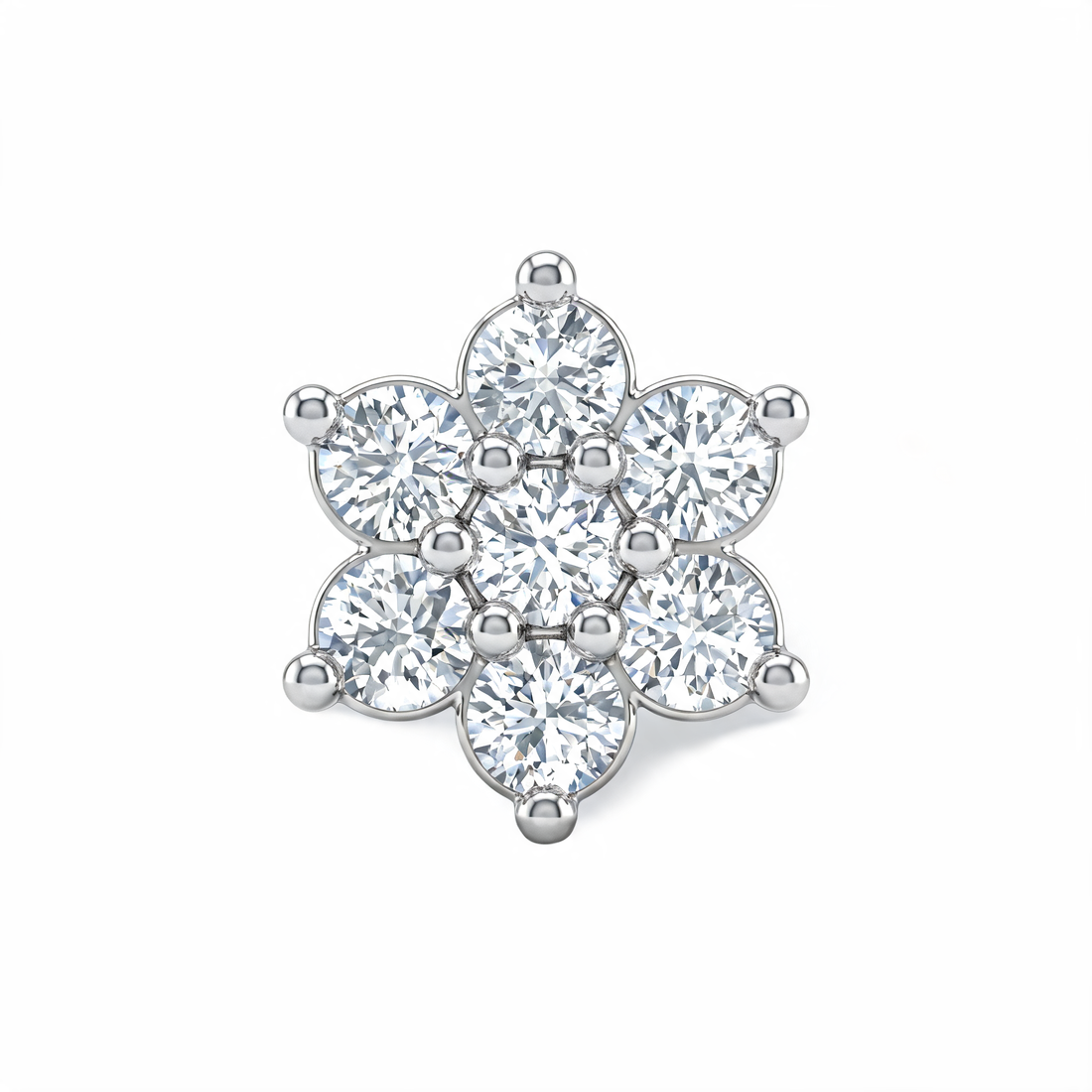 Scalloped Floral Rosette Lab Grown Diamond Nosepin