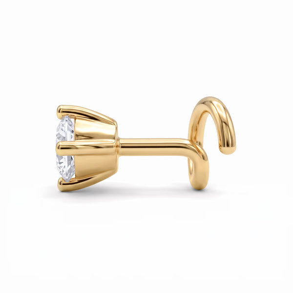 Open Circle Round Solitaire Diamond Nose Pin