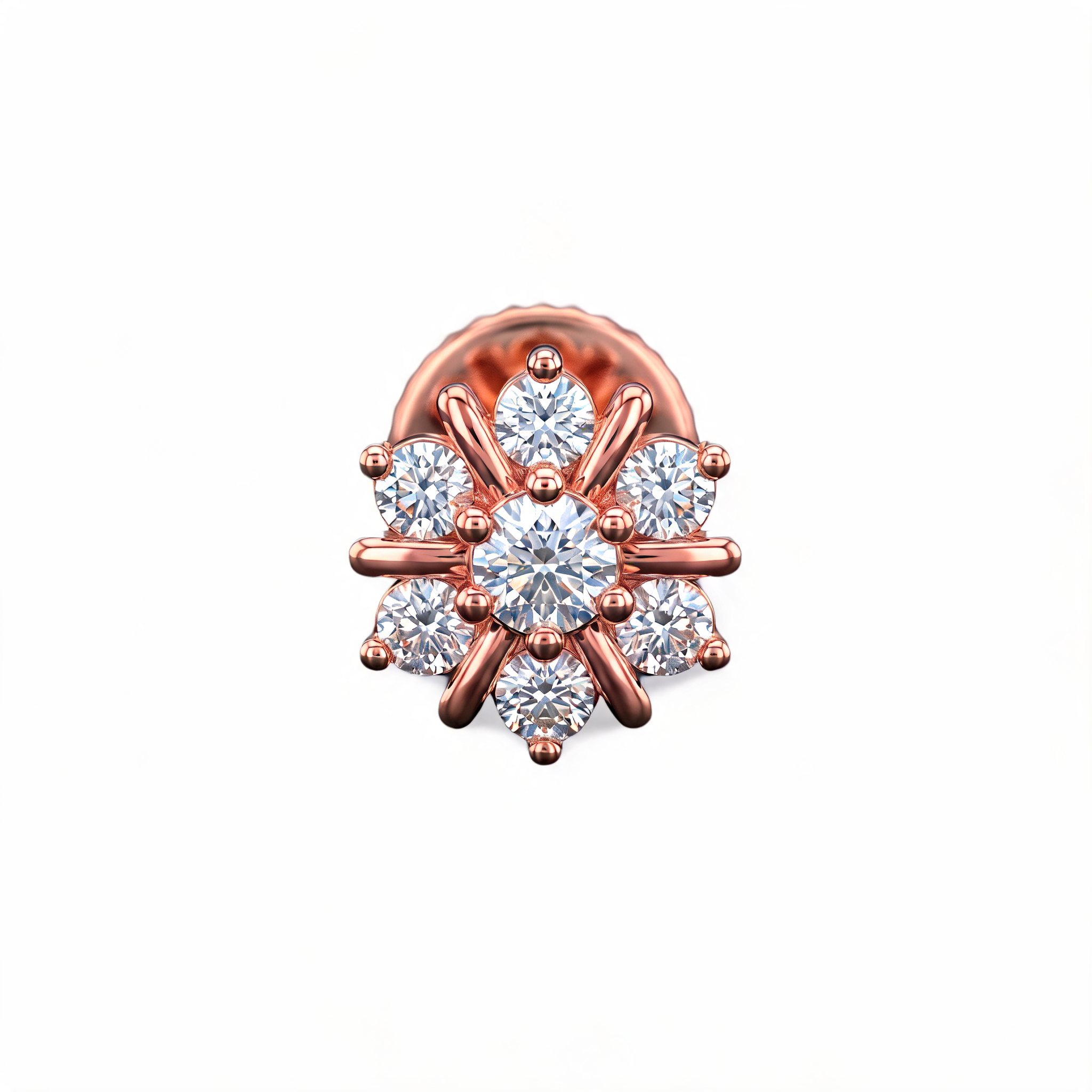 Sunburst Petal Lab Grown Diamond Nosepin