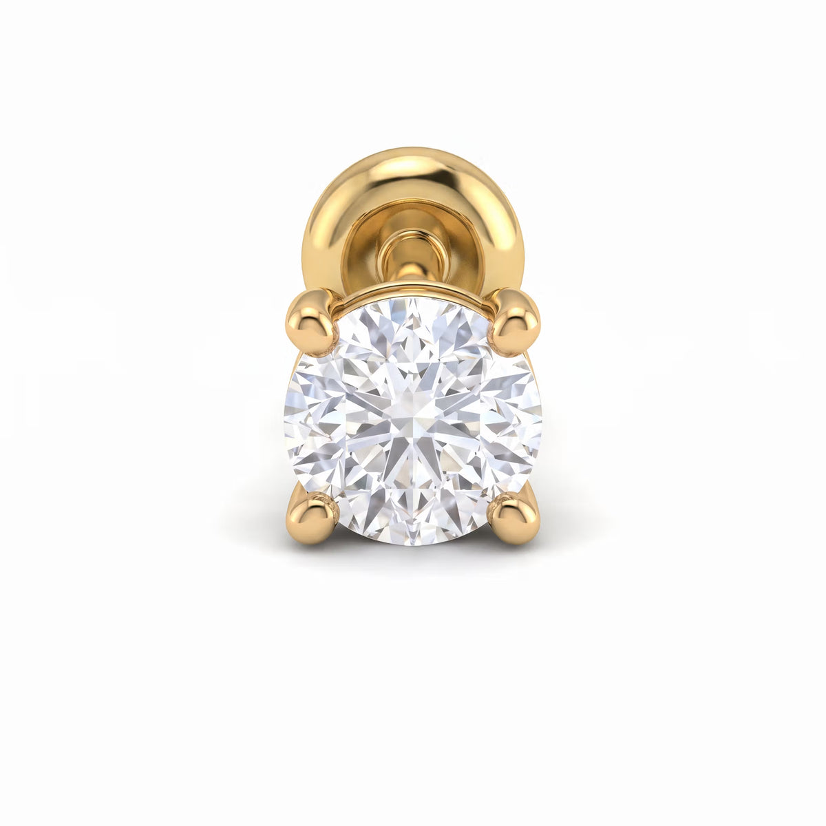 Classic Four Prong Round Solitaire Diamond Nose Pin