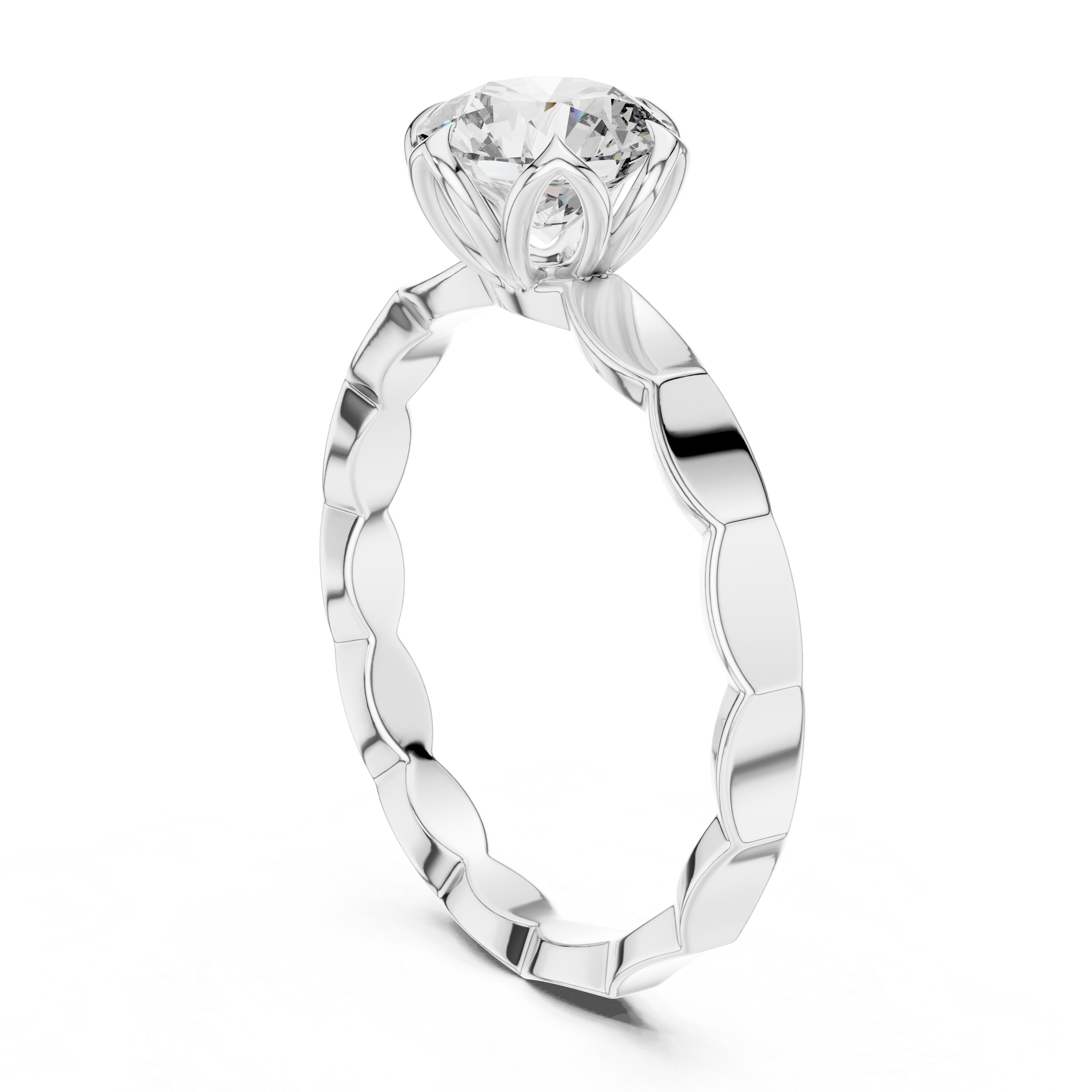Distinctive Cut Metal Lab Grown Diamond Ring