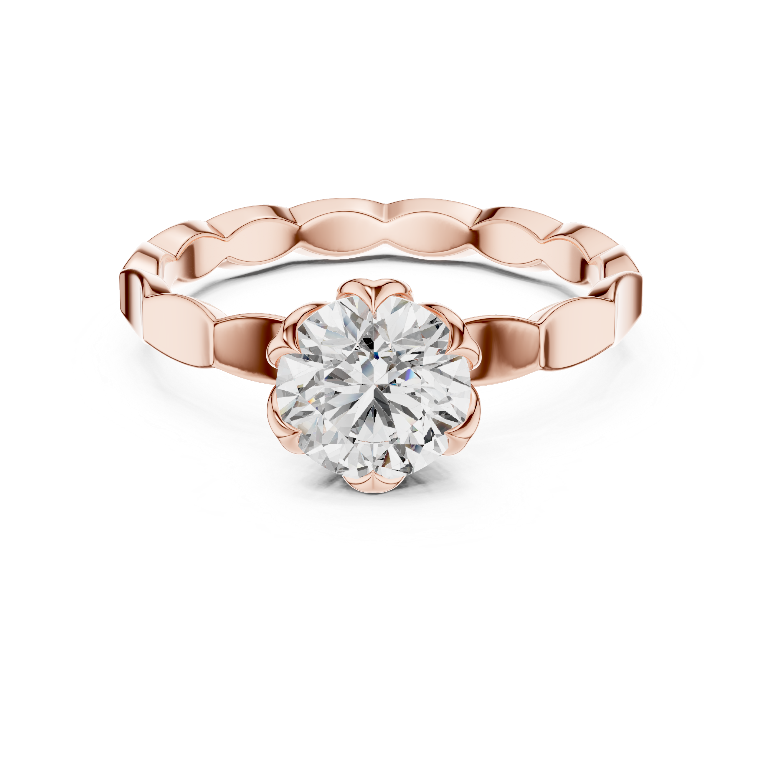 Distinctive Cut Metal Lab Grown Diamond Ring