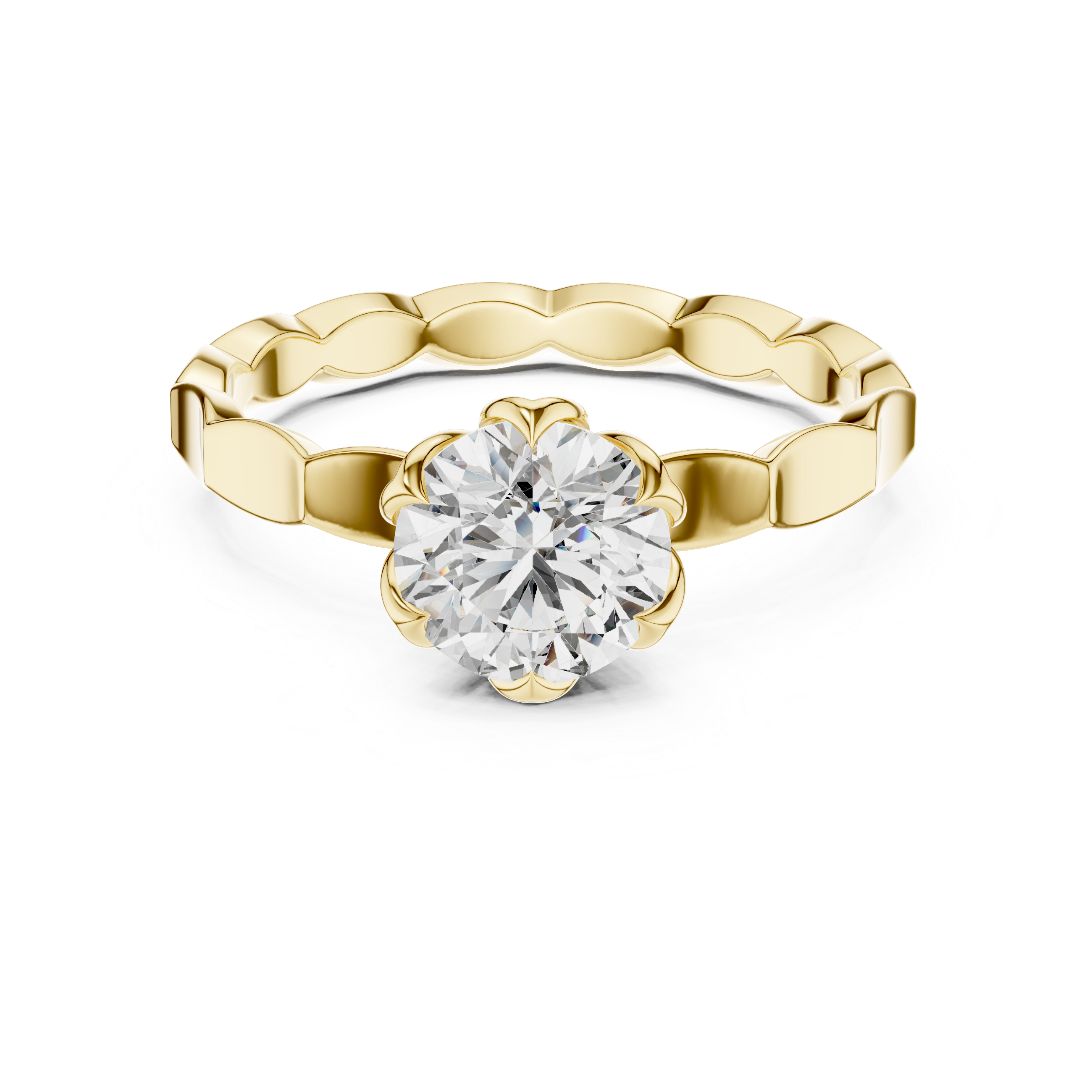 Distinctive Cut Metal Lab Grown Diamond Ring