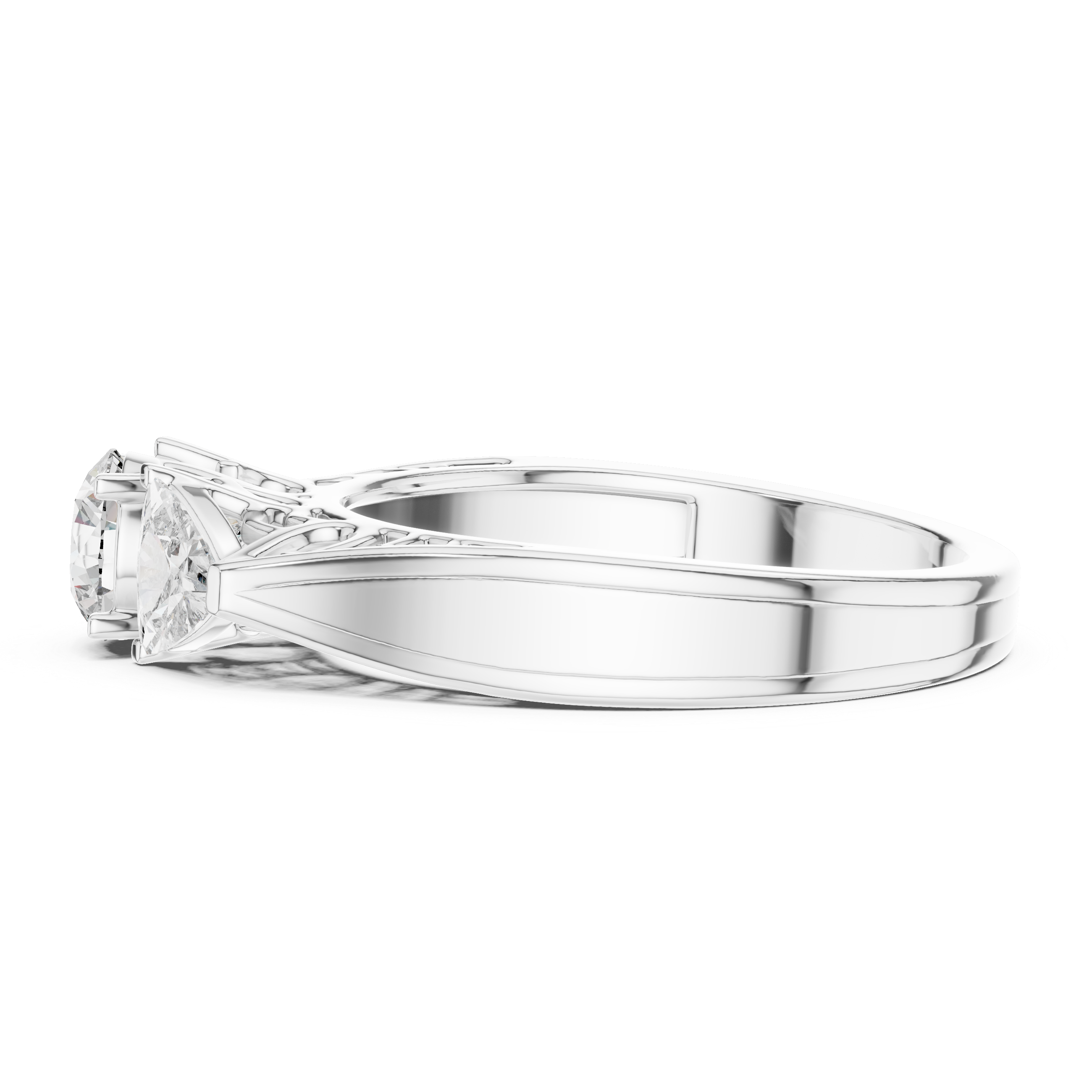 Polished Flat Edge Band Lab Grown Diamond Ring