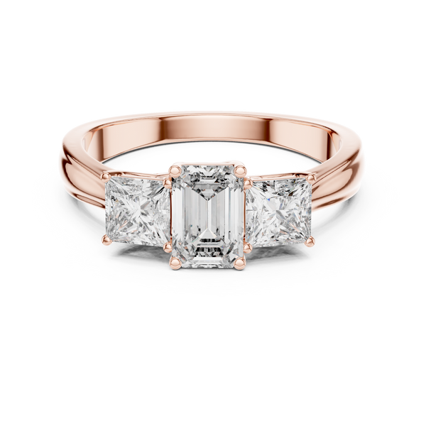 Dainty Tapered Three Stone Lab Grown Diamond Ring