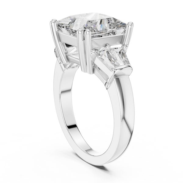 Elegant Cushion Cut Cathedral Lab Grown Diamond Ring