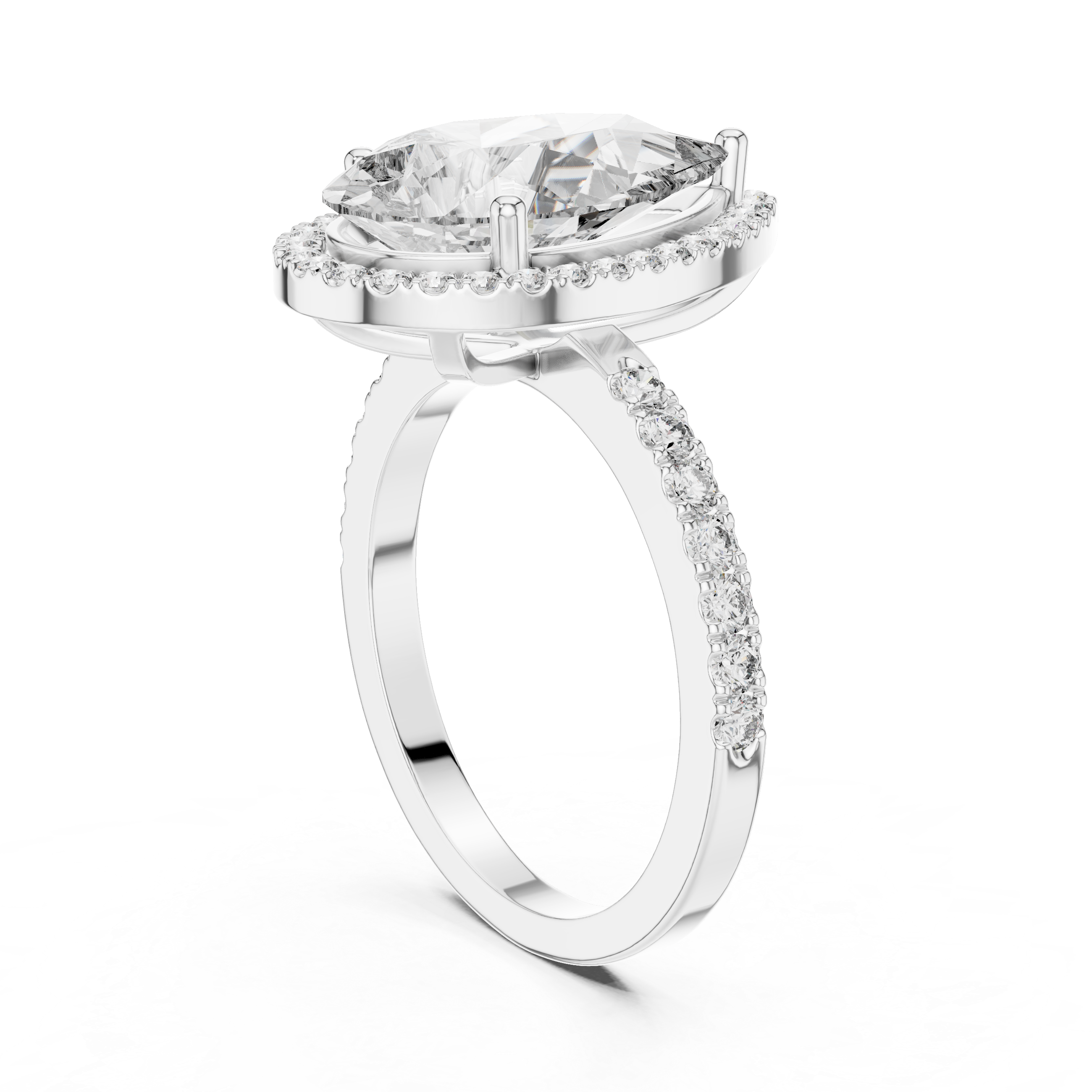 Beautiful Polished Pear Shape Lab Grown Diamond Ring