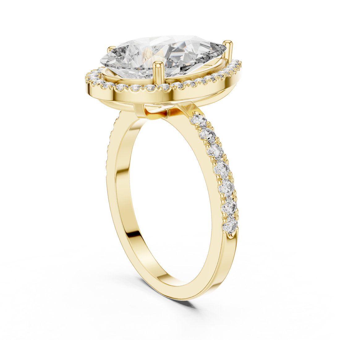 Beautiful Polished Pear Shape Lab Grown Diamond Ring