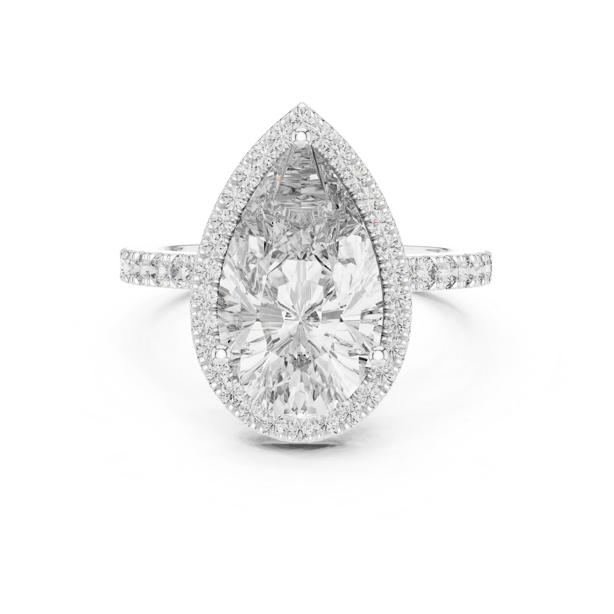 Beautiful Polished Pear Shape Lab Grown Diamond Ring