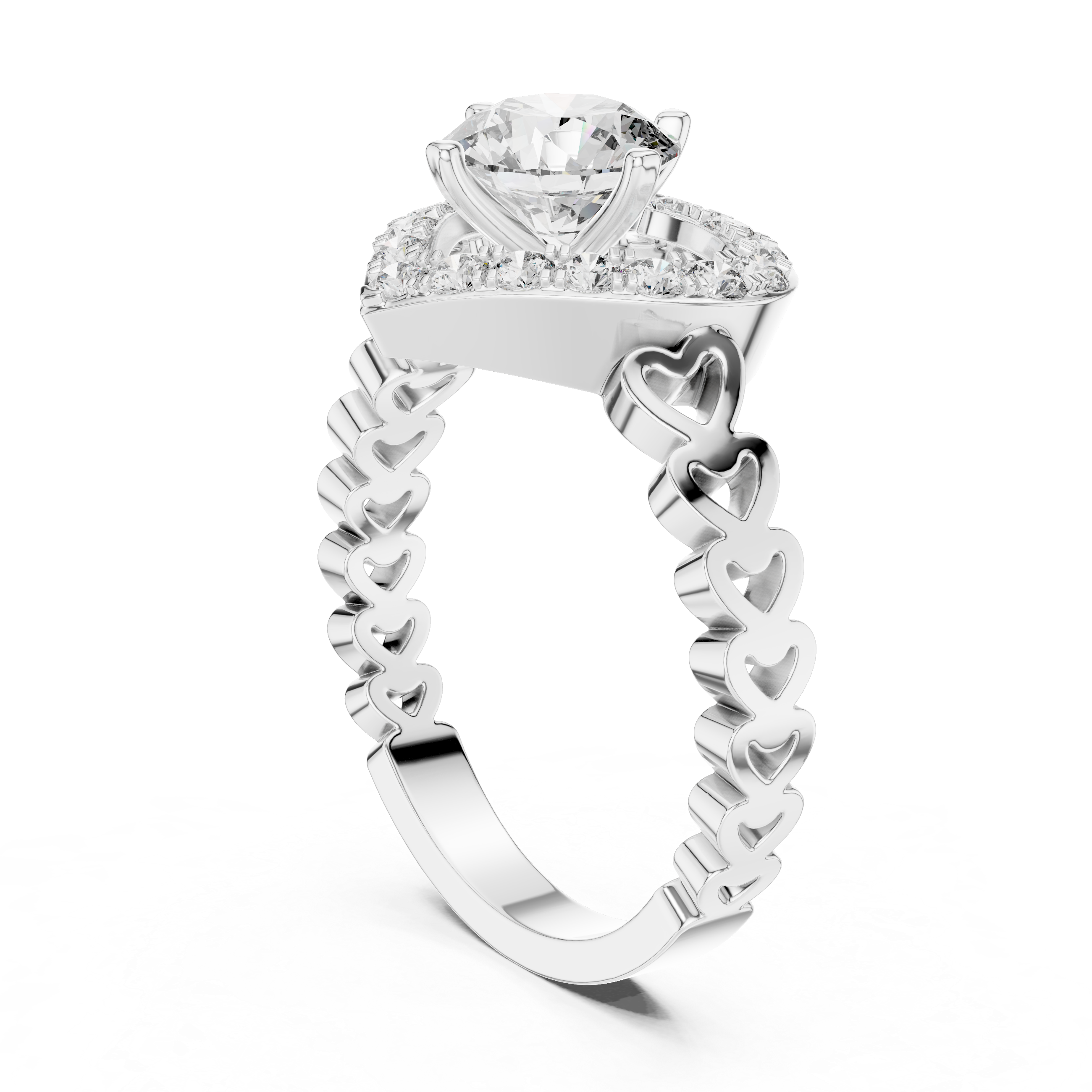 Glamorous Heart Statement Style Lab Grown Diamond Ring