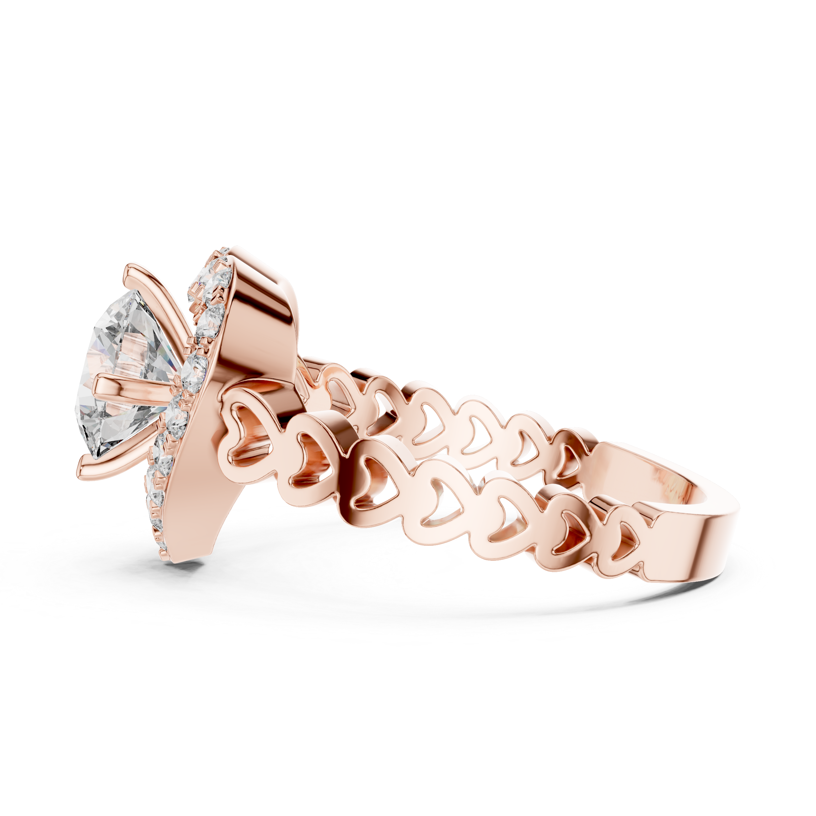 Glamorous Heart Statement Style Lab Grown Diamond Ring