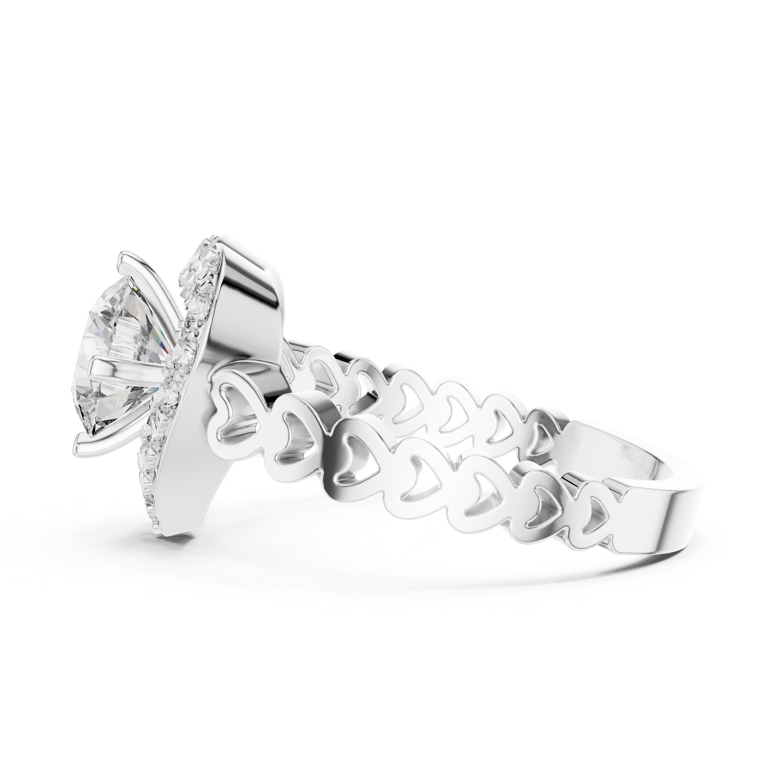 Glamorous Heart Statement Style Lab Grown Diamond Ring