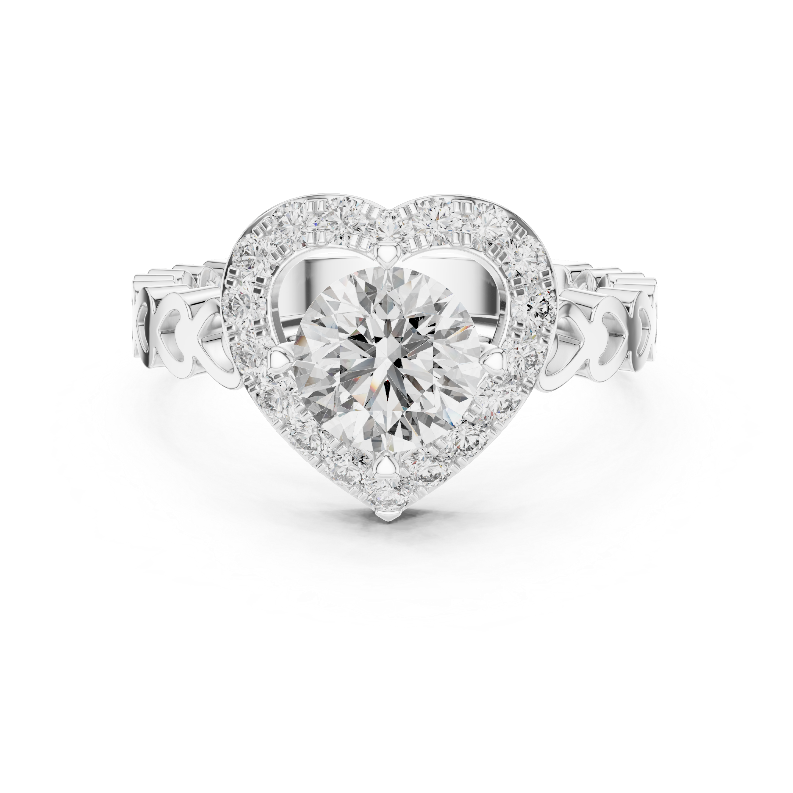 Glamorous Heart Statement Style Lab Grown Diamond Ring