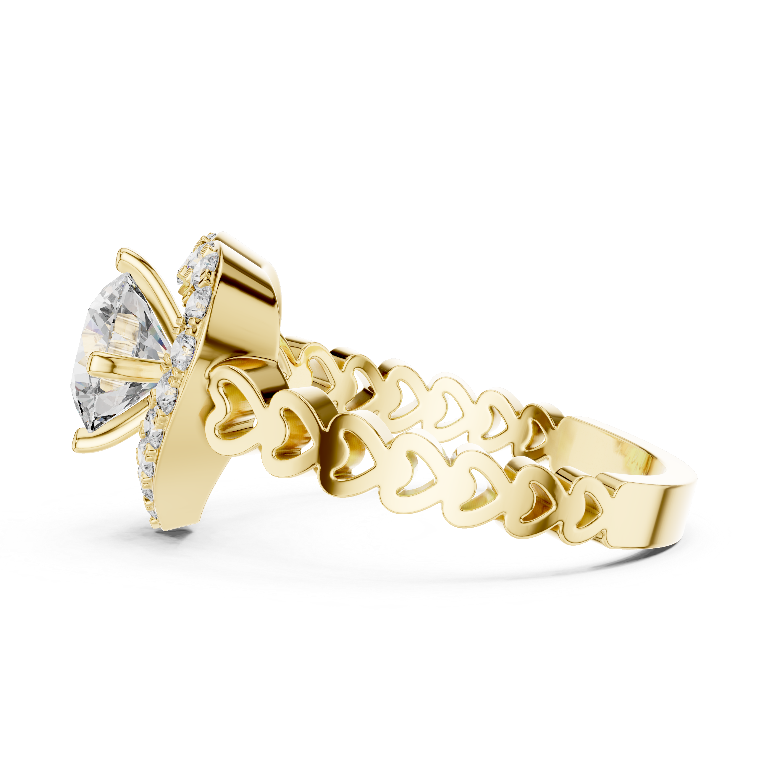 Glamorous Heart Statement Style Lab Grown Diamond Ring