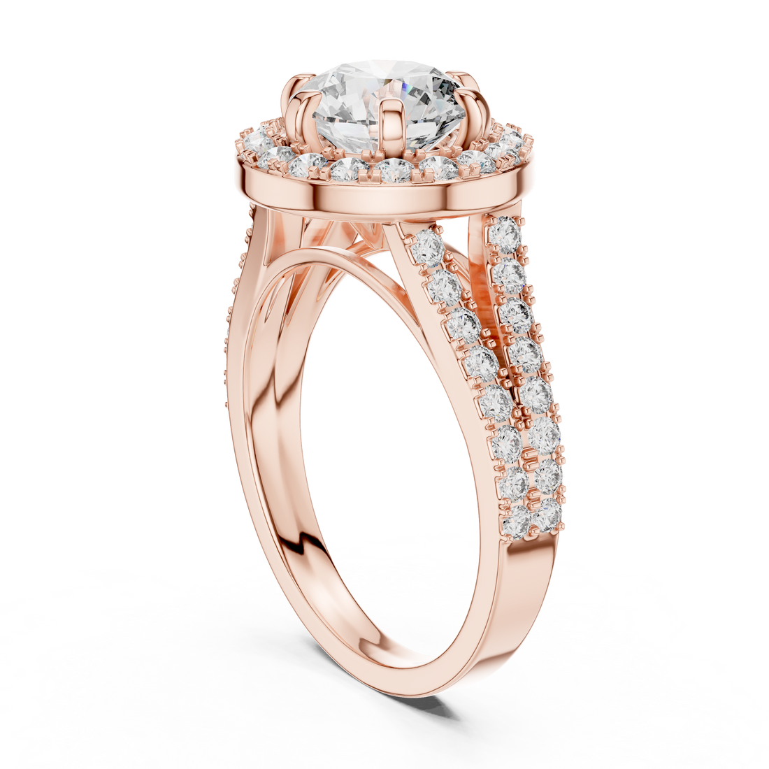 Glistening Radiant Halo Set Lab Grown Diamond Ring