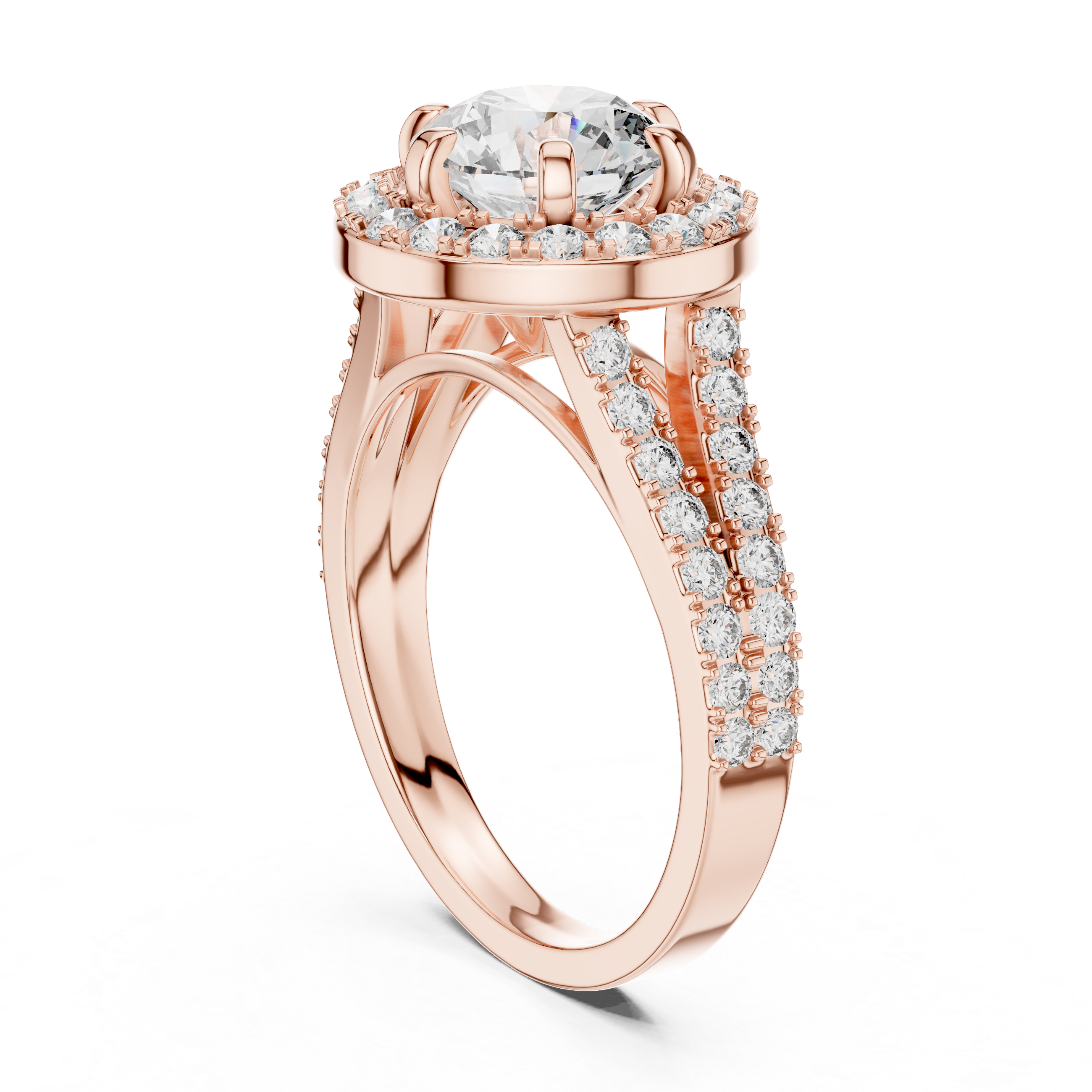 Glistening Radiant Halo Set Lab Grown Diamond Ring
