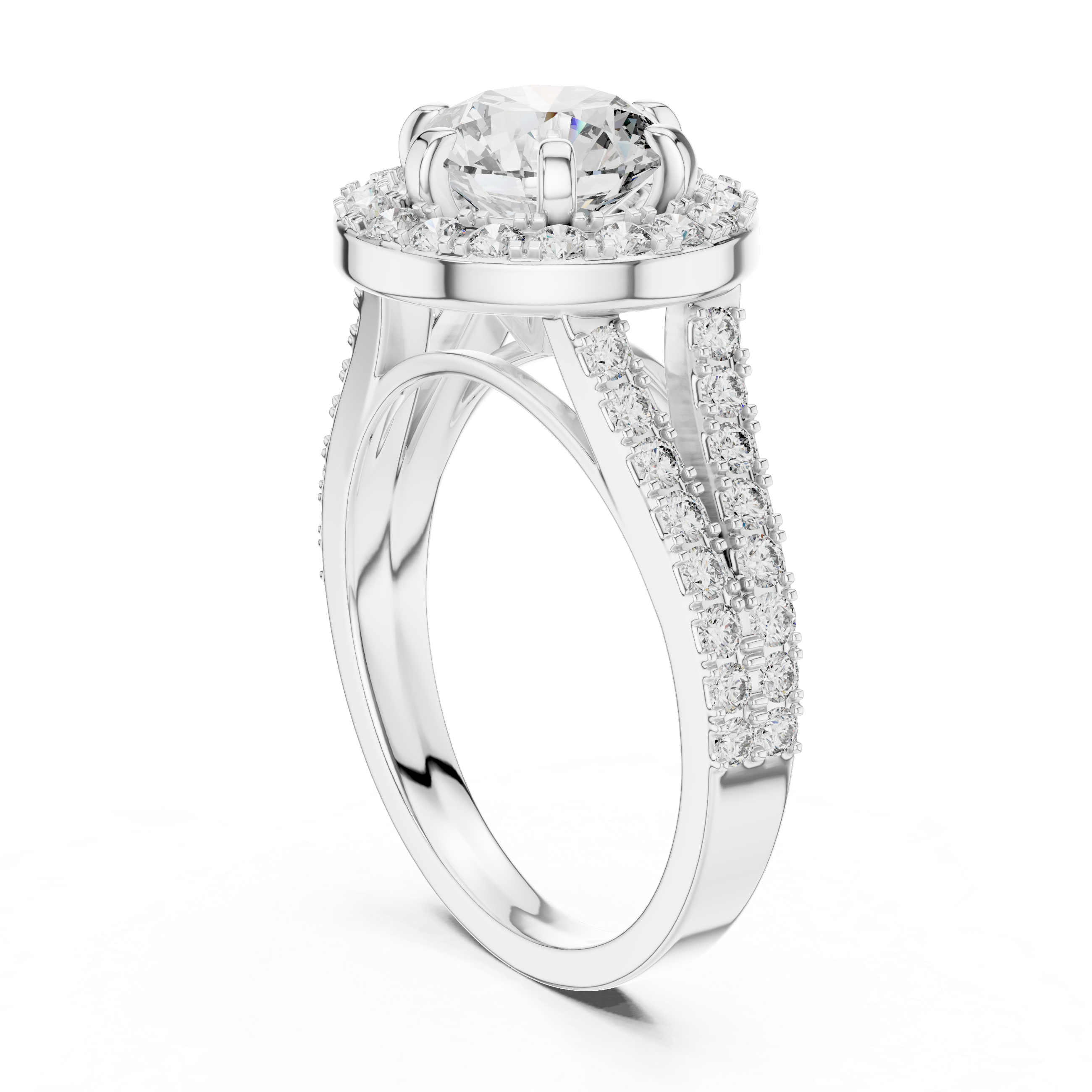 Glistening Radiant Halo Set Lab Grown Diamond Ring