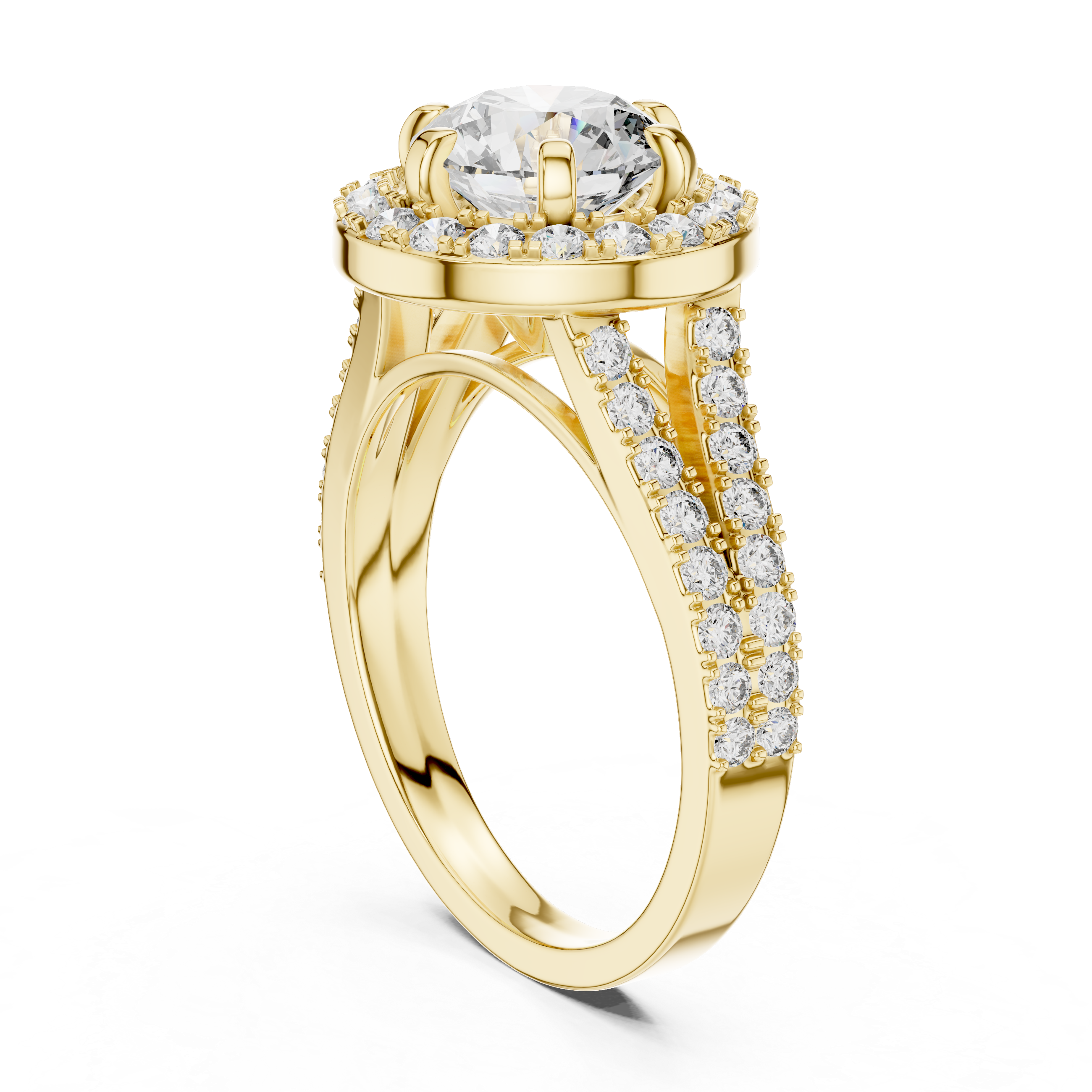 Glistening Radiant Halo Set Lab Grown Diamond Ring