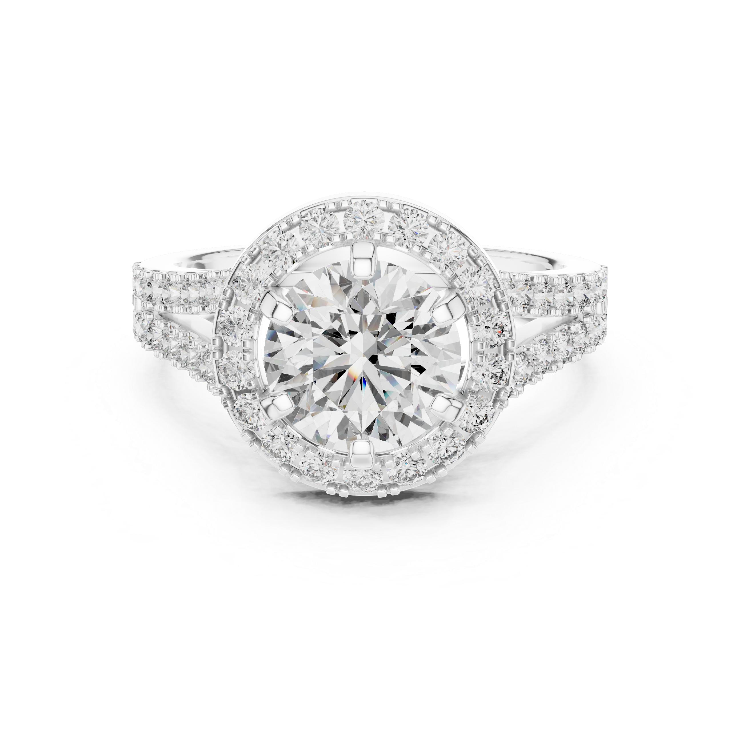 Glistening Radiant Halo Set Lab Grown Diamond Ring
