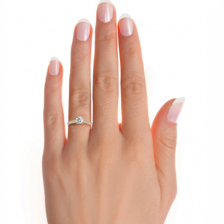 LuxeLine Pave Classic Lab Grown Dimond Solitaire riing