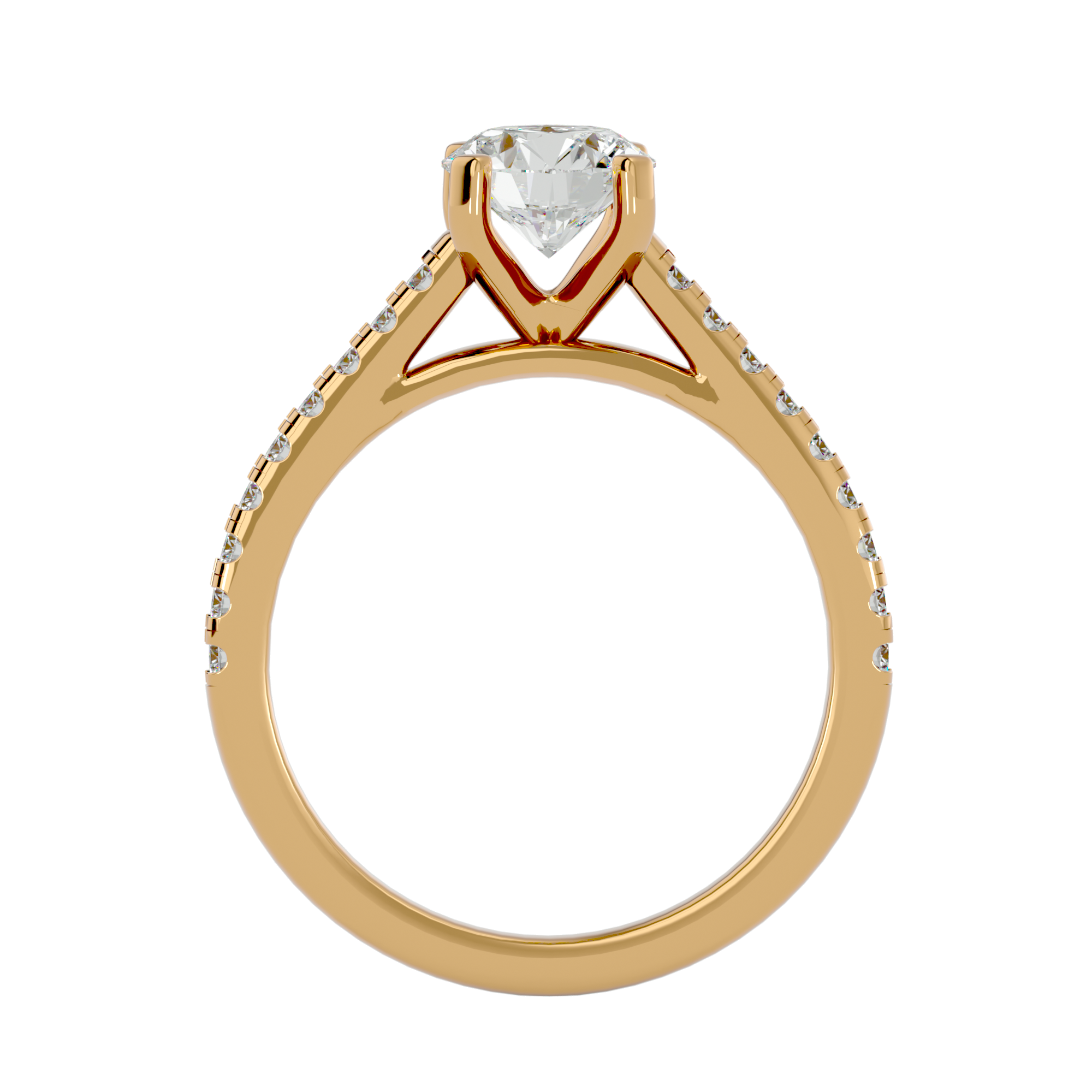 Round Solitaire Ring with Pave band