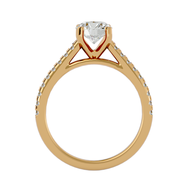 Round Solitaire Ring with Pave band