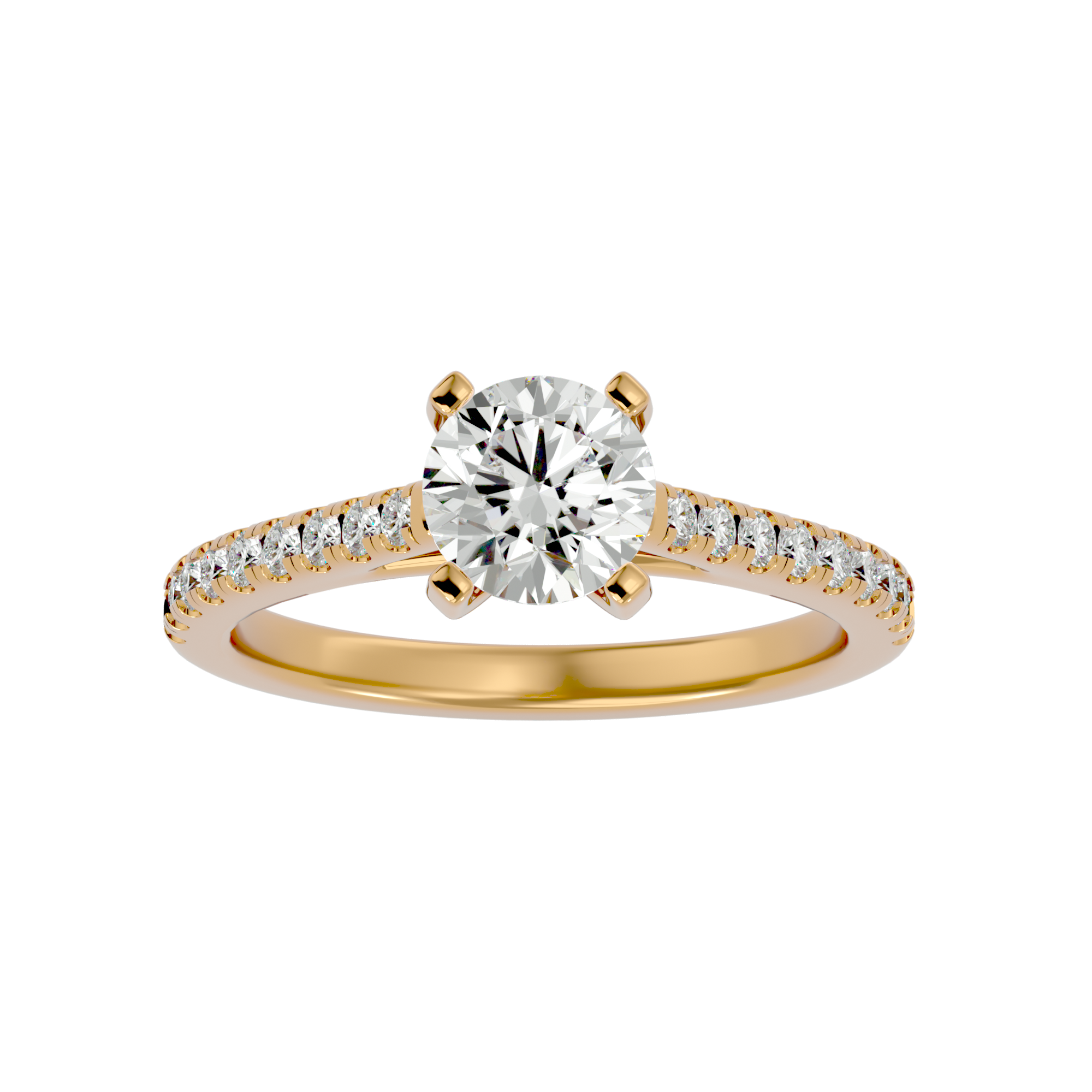 Round Solitaire Ring with Pave band
