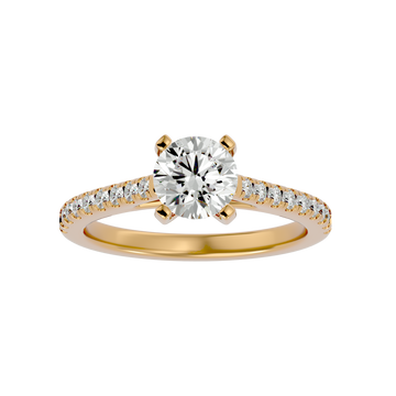 Round Solitaire Ring with Pave band