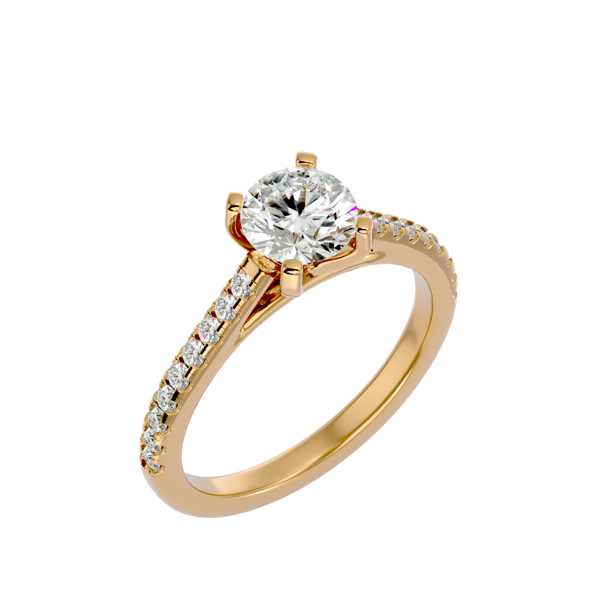 Round Solitaire Ring with Pave band